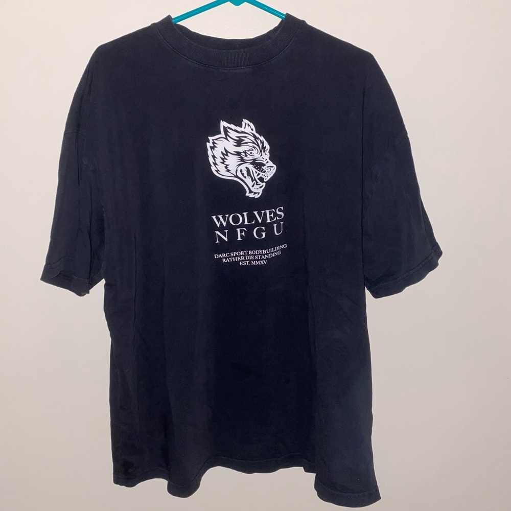 Darc Sport Black Short Sleeve Tee with White Wolves Graphic